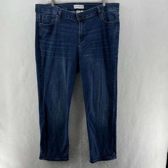 Lane Bryant Pants Women's 18S Blue Denim Flex Magic Waistband Midrise Straight - Picture 1 of 9
